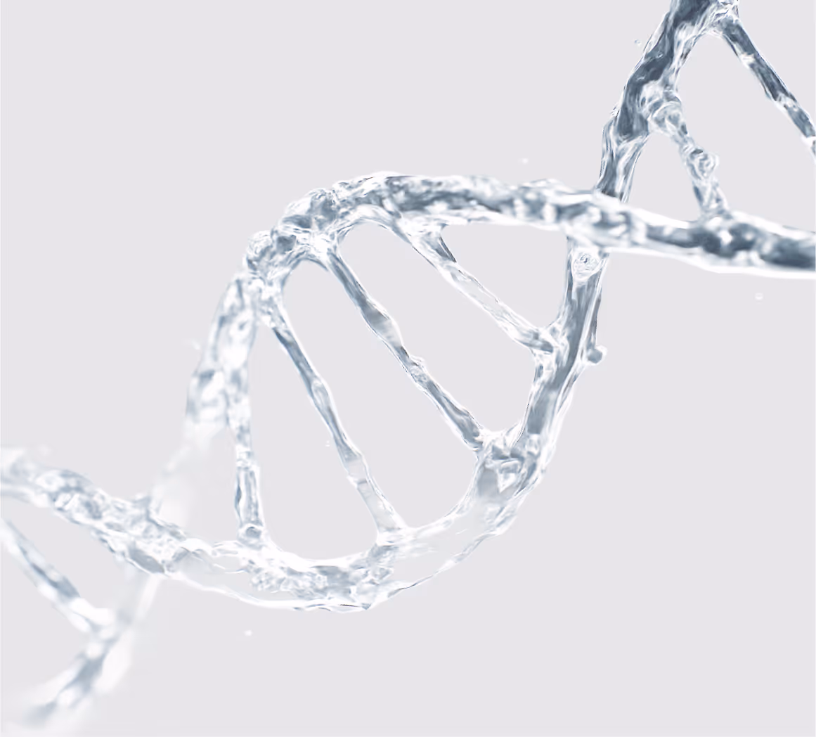 Abstract DNA visualization representing mitochondrial health and cellular energy at the molecular level