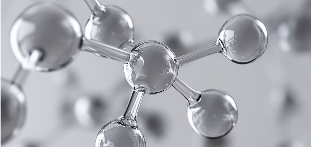 Stylized chemical structure representing mitochondrial function and cellular energy production