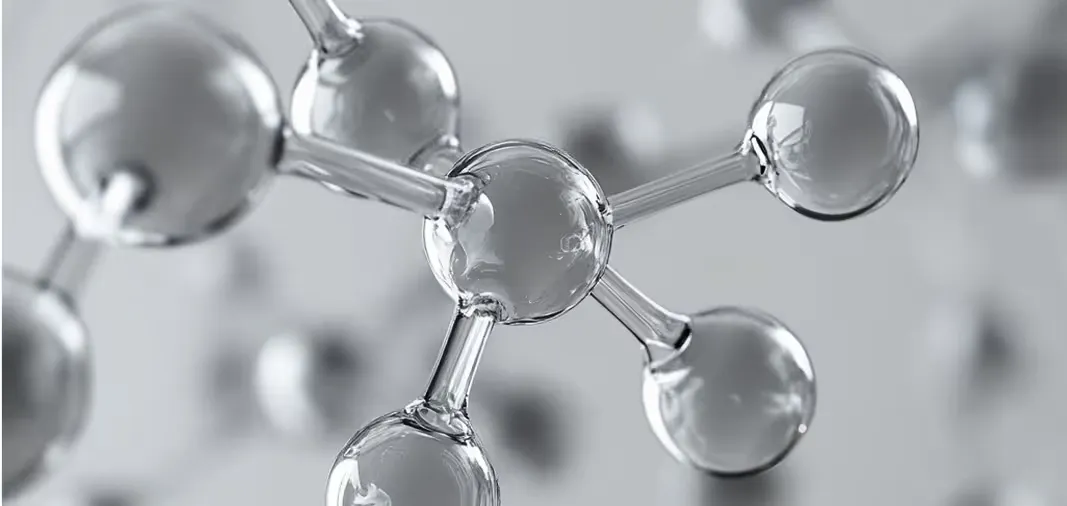 Stylized chemical structure representing mitochondrial function and cellular energy production